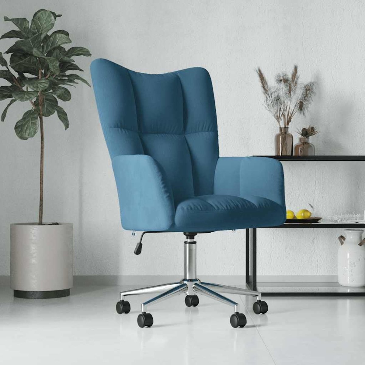 Blauw fluweel bureaustoel keukenstoel voor hotel woonkamer