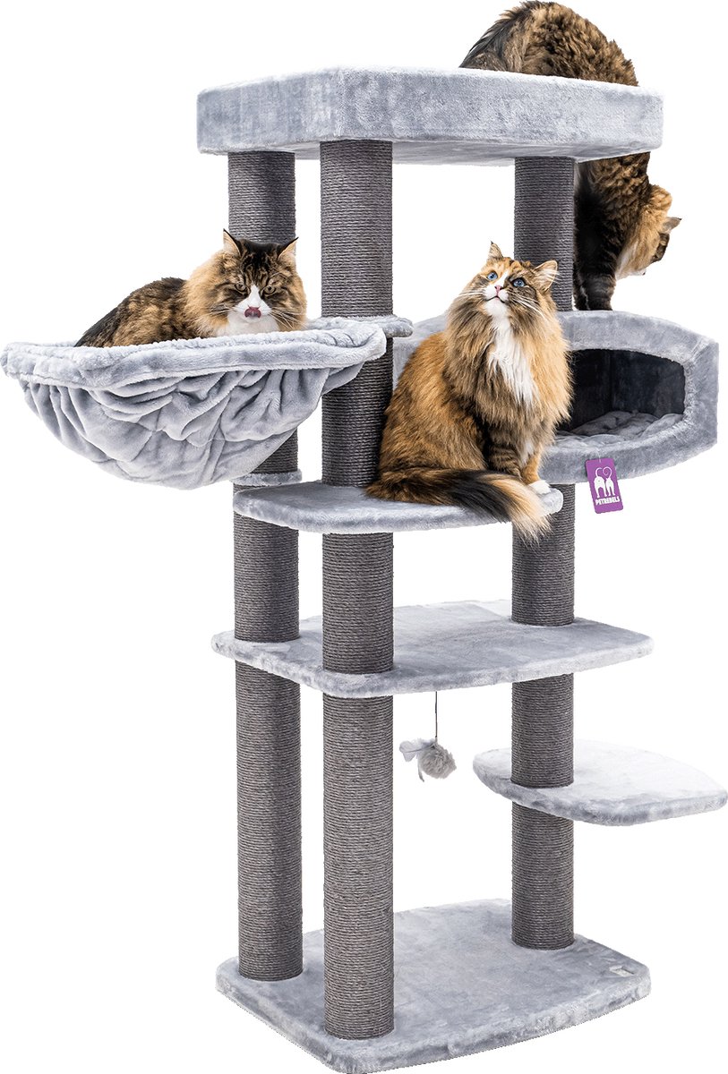 Petrebels Drive 167 Krabpaal - Grijs - Design Kattenmeubel - 12 cm Dikke Stammen - Extra Stabiel