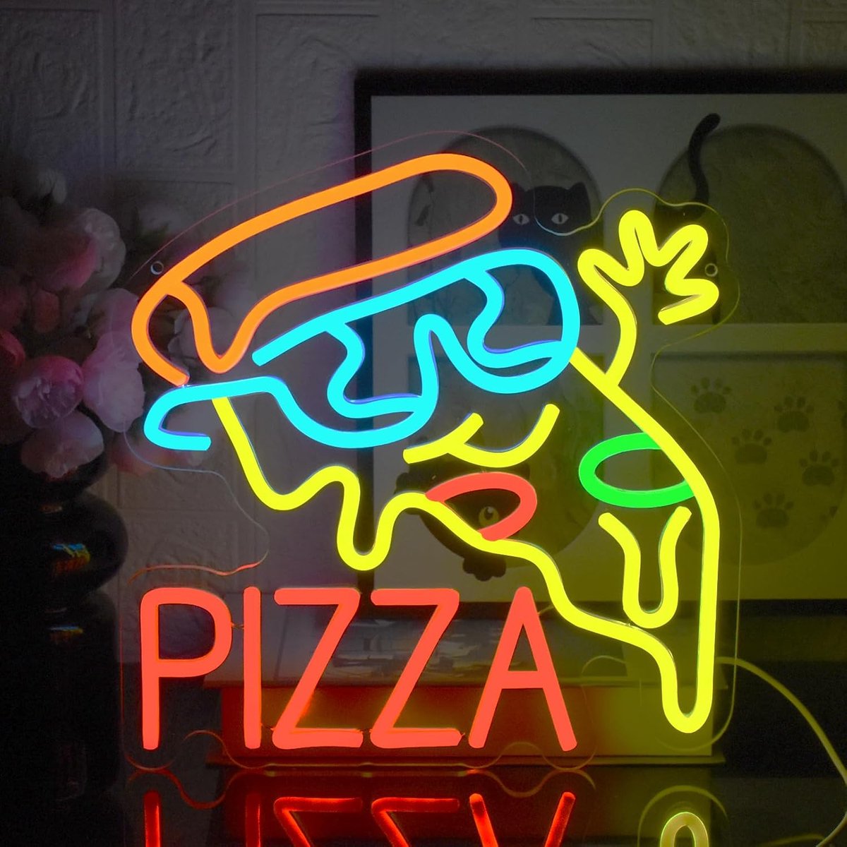 neon bord, kleurrijk led-neonbord, dimbaar, USB-aangedreven neonlicht, letters voor pizza, winkel, slaapkamer, restaurant, keuken, thuis, feestdecoratie
