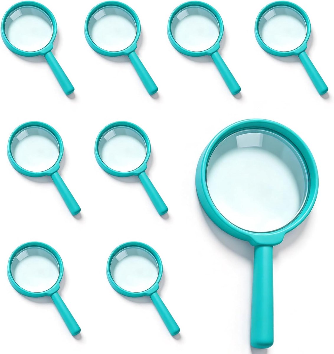 8 x vergrootglas voor kinderen, handvergrootglas voor kinderverjaardag, jacht en detectivespellen, klein vergrootglas van acryl voor onderzoekers en ontdekkers, kinderverjaardagscadeau