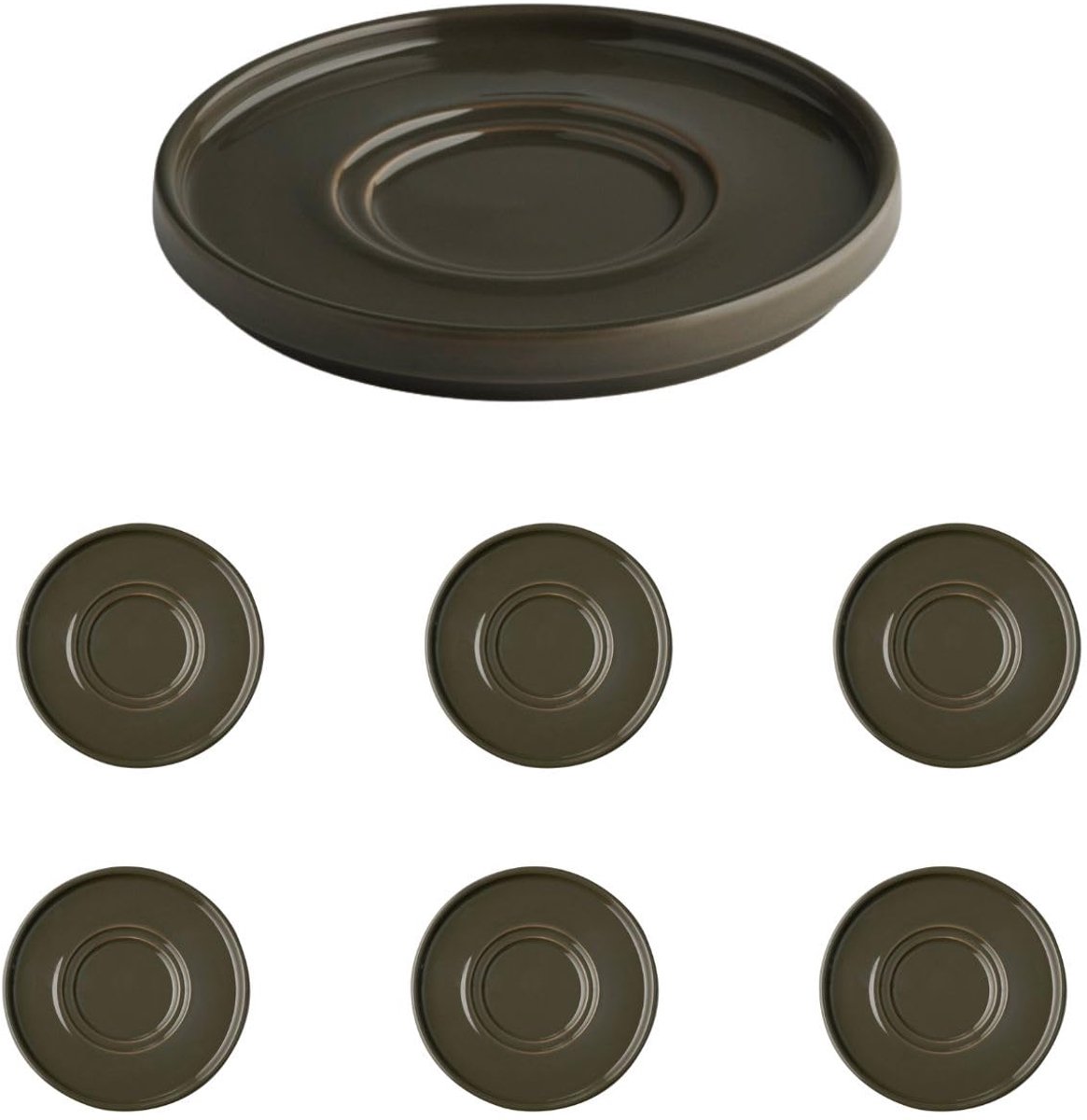 APS The Grid Schoteltjes - Luxe Koffie Onderzetters - Schotelset - Bruin - Stapelbaar - 16 cm (6 Stuks)
