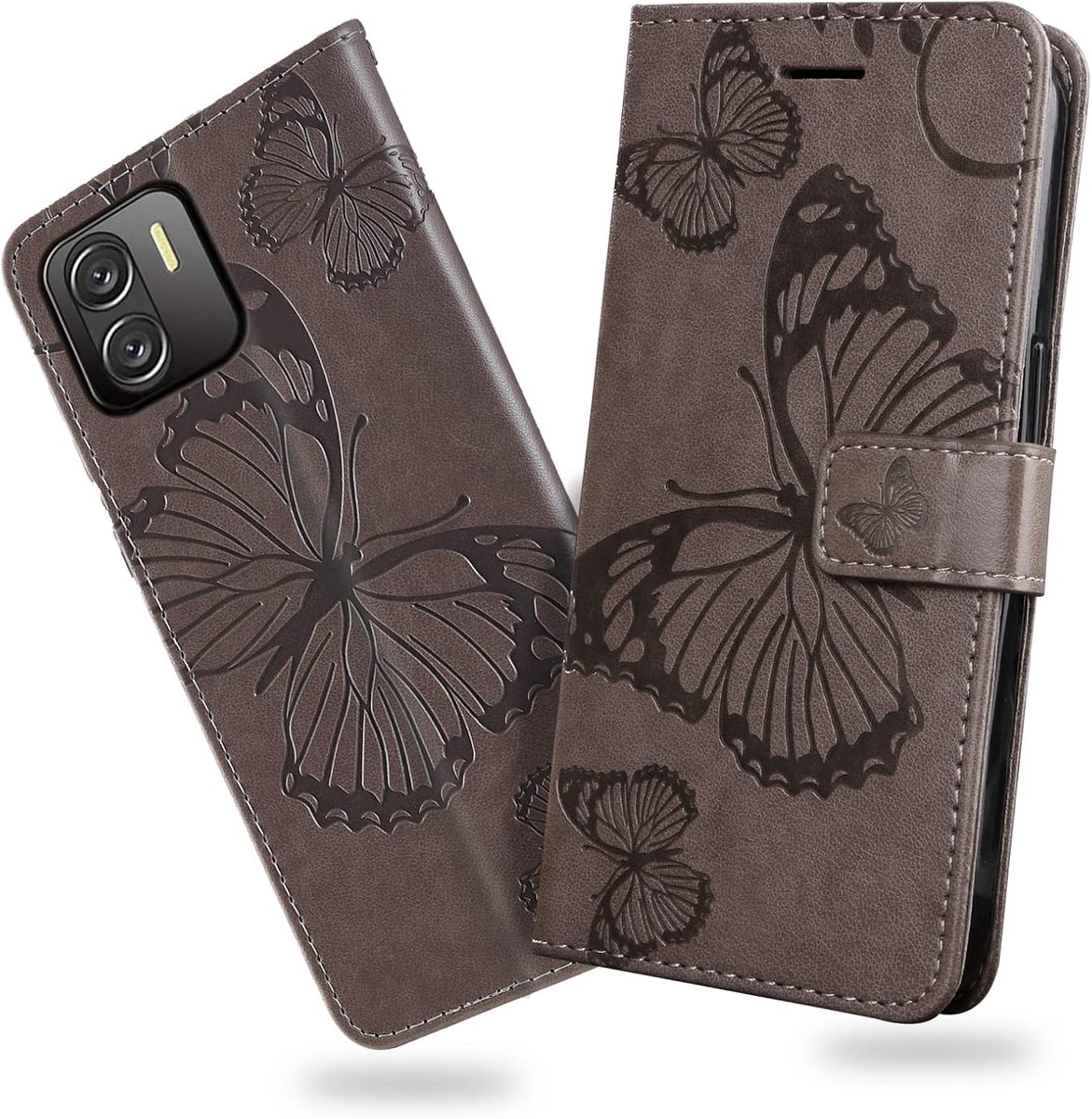Hoesje voor Xiaomi Redmi A1, Kaartenvakken en Horizontale Standfunctie Magneet Hoesje voor Xiaomi Redmi A1, Grijs