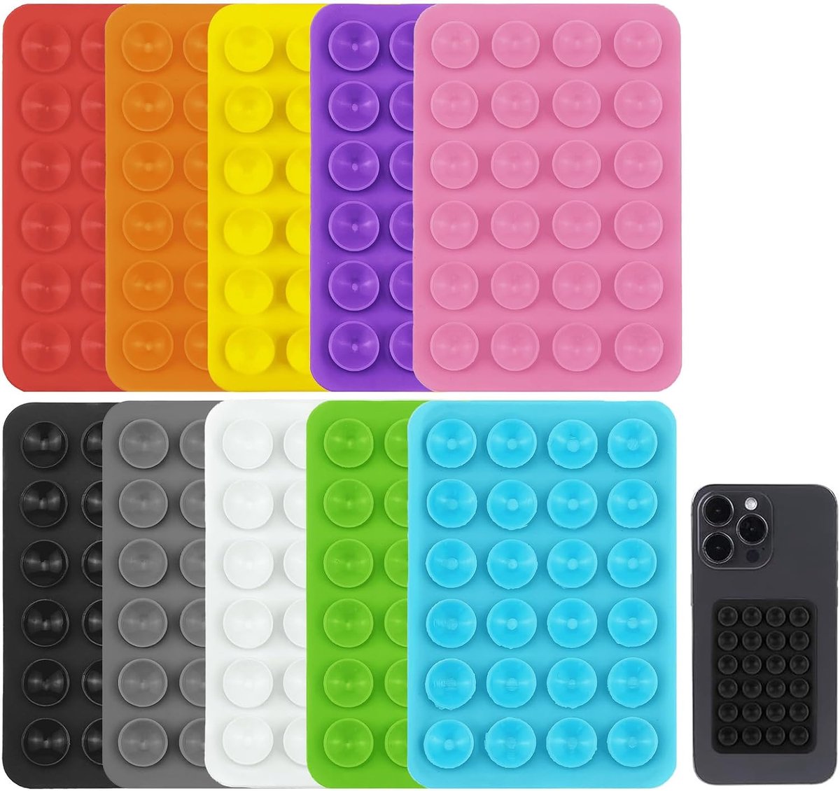 10 stuks zuignap-kleefbevestiging voor mobiele telefoonhoesjes zuignap-telefoonhouder zuignap-greephouder van plakkerig siliconen handsfree spiegel douche-telefoonhouder voor selfies en video's