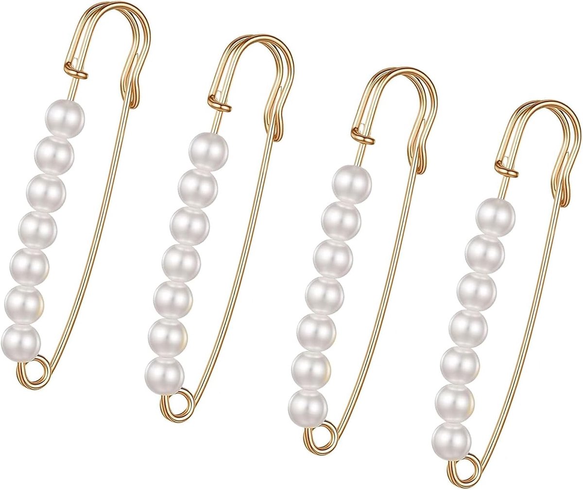 4 stuks parel broche pinnen voor vrouwen, decoratieve broche voor kleding truien