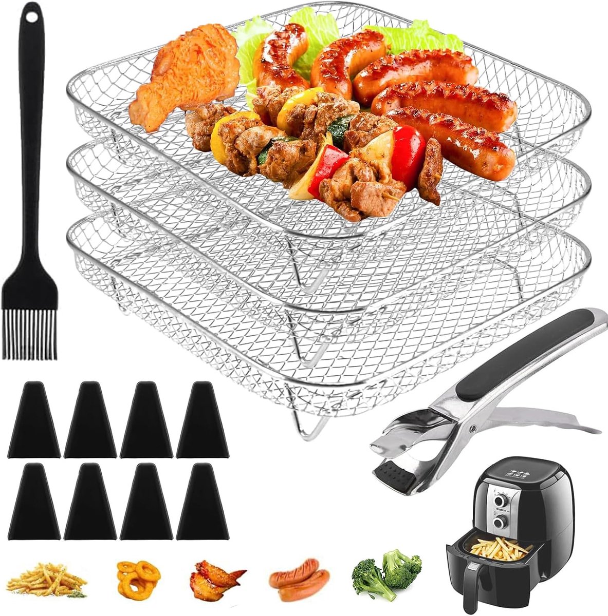 Grillrooster voor Airfryer 3 Stuks Grillrooster Heteluchtfriteuse