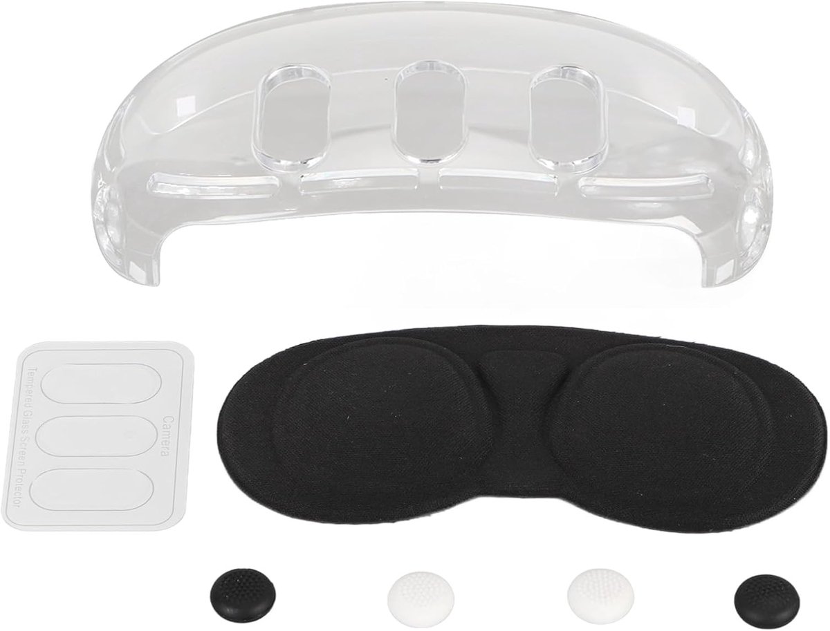 3 VR Headset Beschermende Schaalhoes, Lensbeschermer + Joystick Anti-Slip Kap, Stofdichte Transparante Harde Case voor 3 VR Accessoires Set met Gehard Gl