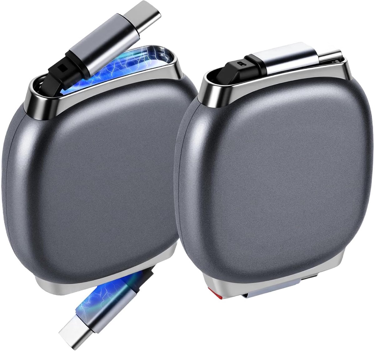 240 W USB C-oplaadkabel, oprolbaar, USB C naar USB C-kabel, intrekbare snellaadkabel, USBC-datakabel, geschikt voor Phone Pad Mac-Book Galaxy S25 S24 (2 stuks, zwart)