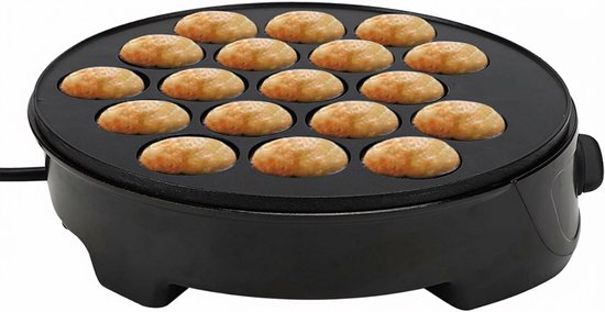 VH Supplies®Poffertjespan Electrisch - Poffertjesmaker - Poffertjespan - Voor 18 Poffertjes - Antiaanbaklaag - Zwart - 23 x 23 x 7 cm — afbeelding 4