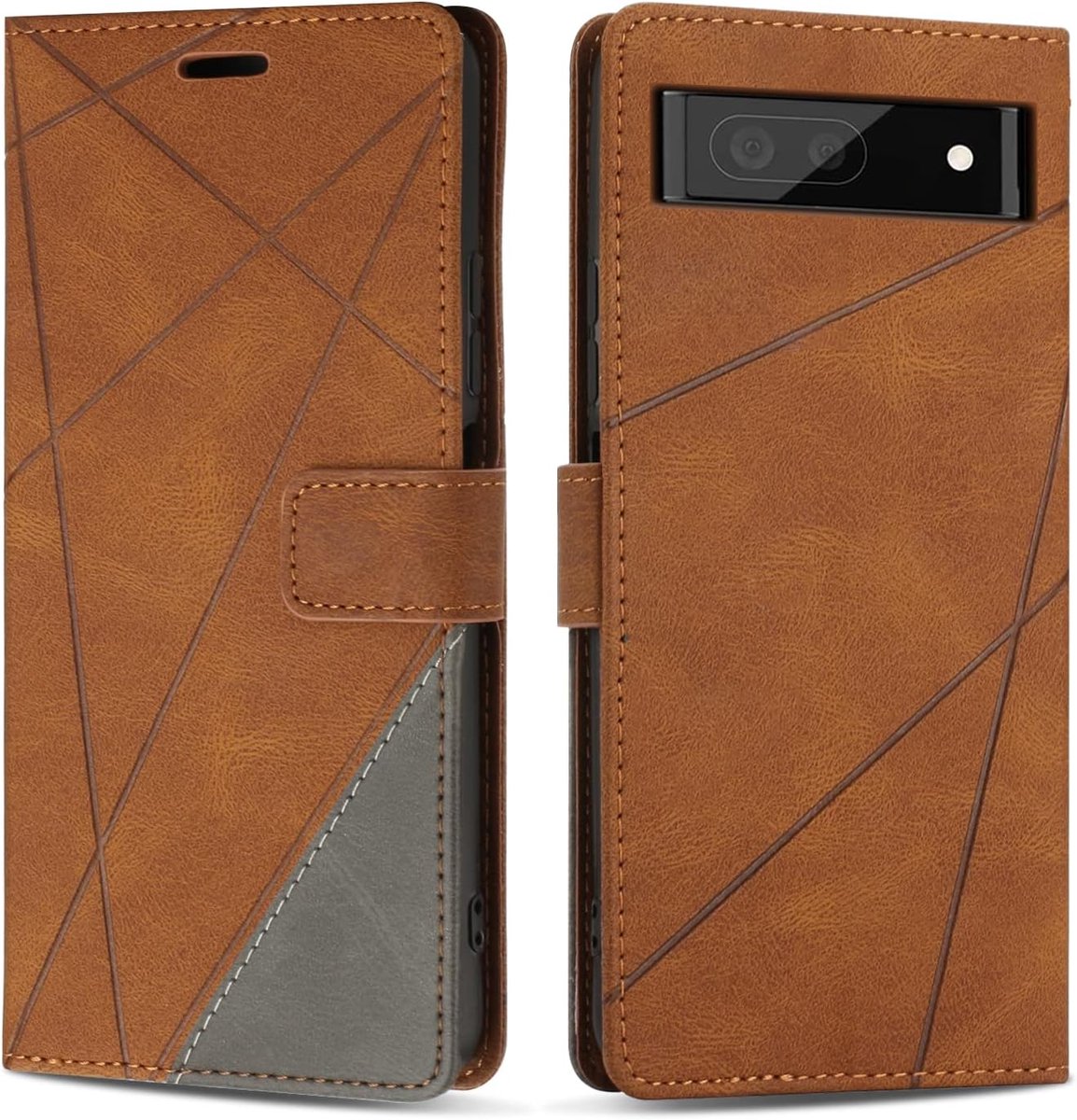 Hoesje voor Google Pixel 6A, Premium Lederen Portemonnee Beschermhoes Telefoonhoesjes met Kaartenvakken Beschermhoesje voor Google Pixel 6A, Bruin