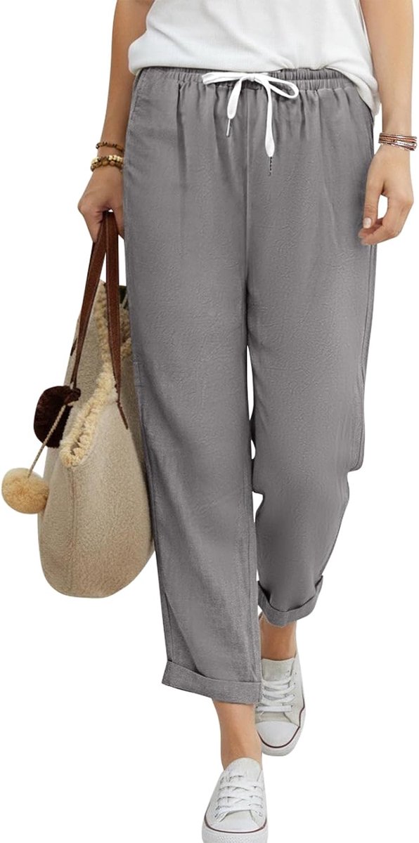 7/8 zomerbroek, licht, luchtig, vrijetijdsbroek, katoen, comfortabele stoffen broek, elegante broek, zomer, elastische taille, strandbroek met zakken
