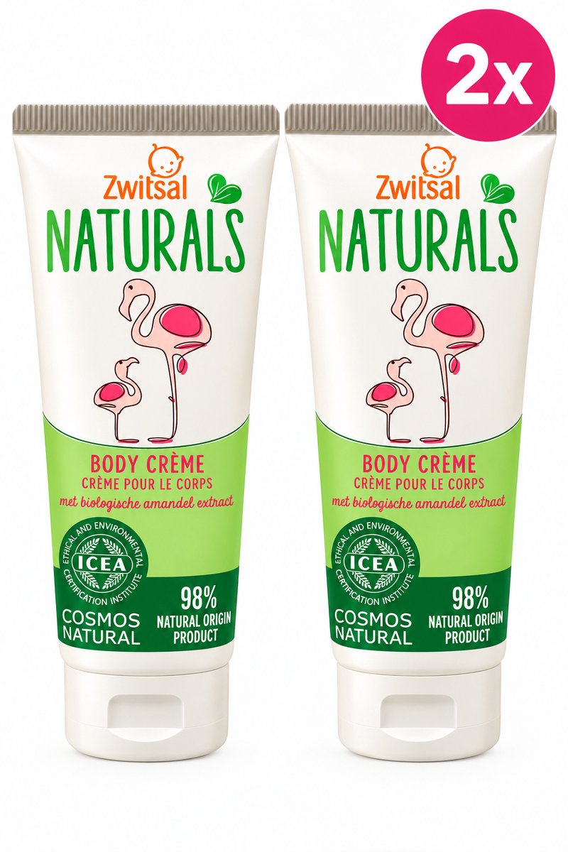 Zwitsal Naturals Body Crème – Met Biologisch Amandelextract – 98% Natuurlijke Oorsprong – 2 Stuks