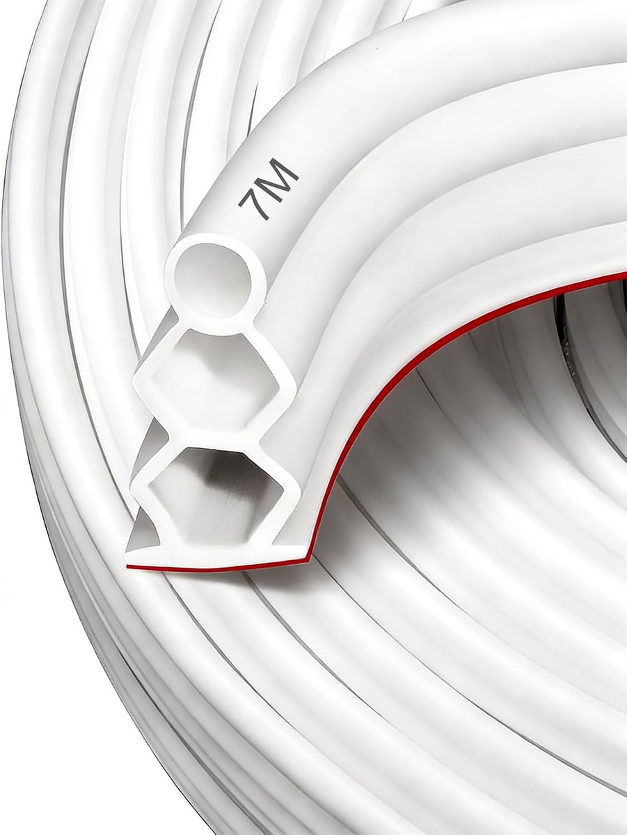 7 m deurafdichting, zelfklevende rubberen afdichting, afdichtingstape, flexibele deurafdichting, wit, voor 5-18 mm kolommen, afdichting voor huisdeur, deurkozijn, raamafdichting voor geluidsisolatie