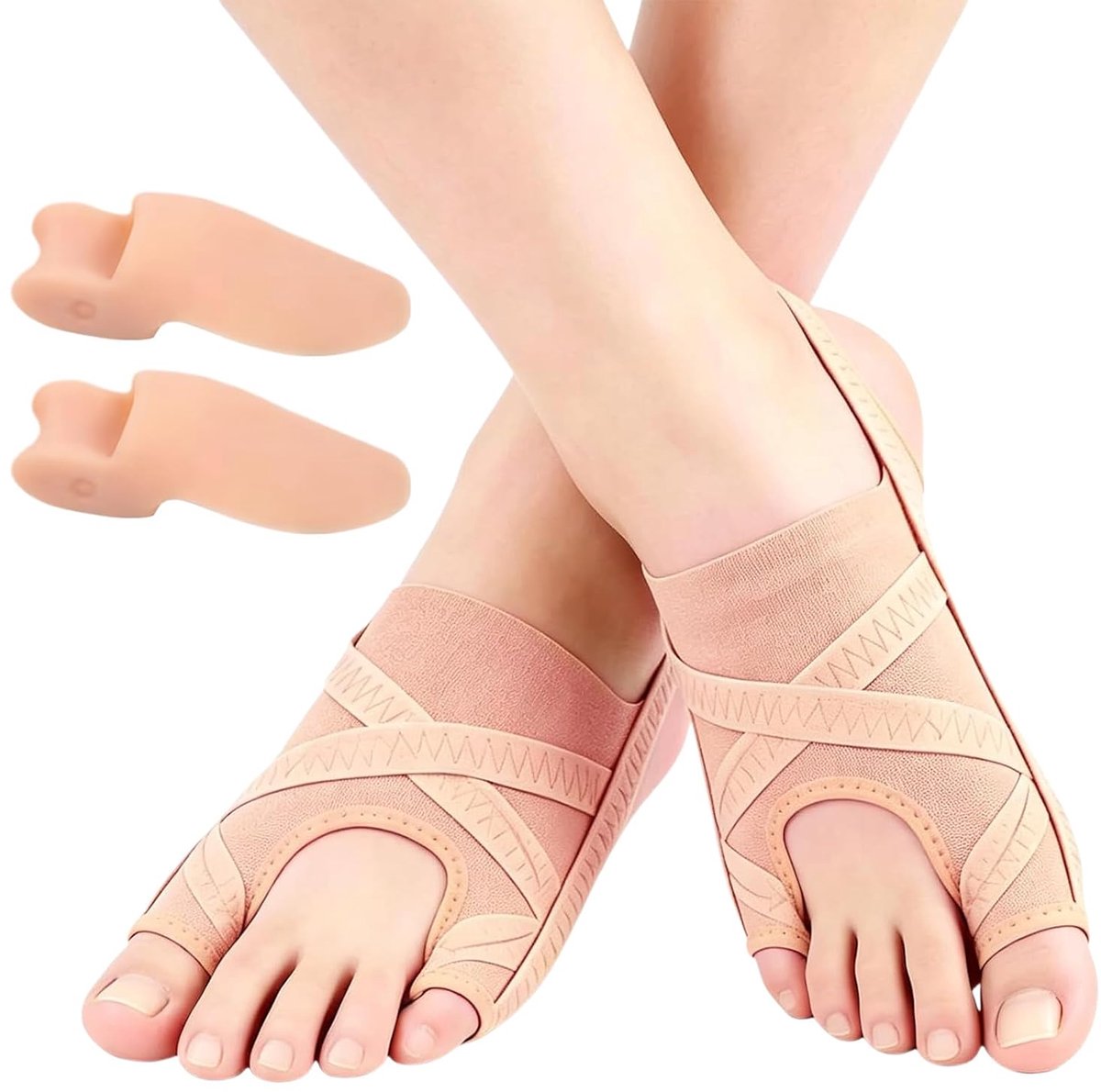 Hallux valgus-bandage, hallux valgus-sok, spalk, corrigerende bandage, teenscheider, teenspreider, inclusief teenverdeler voor de grote teen, herbruikbaar, wasbaar, vermindert wrijving