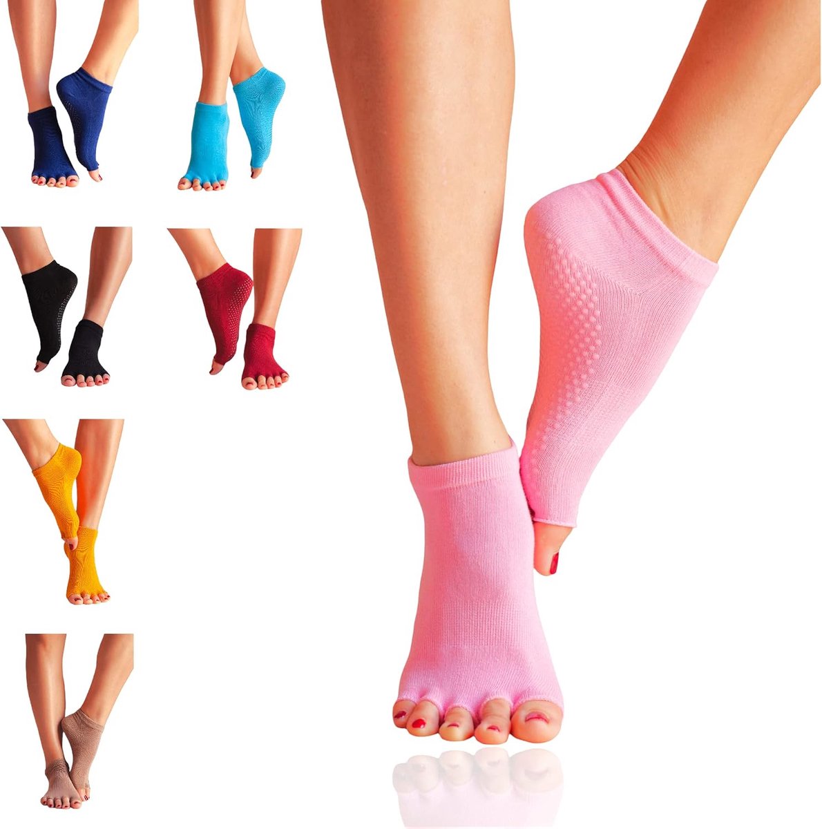 origineel: premium yoga-/pilates-, ballet- en fitnesssokken, open en antislip, teenvrije voetjes