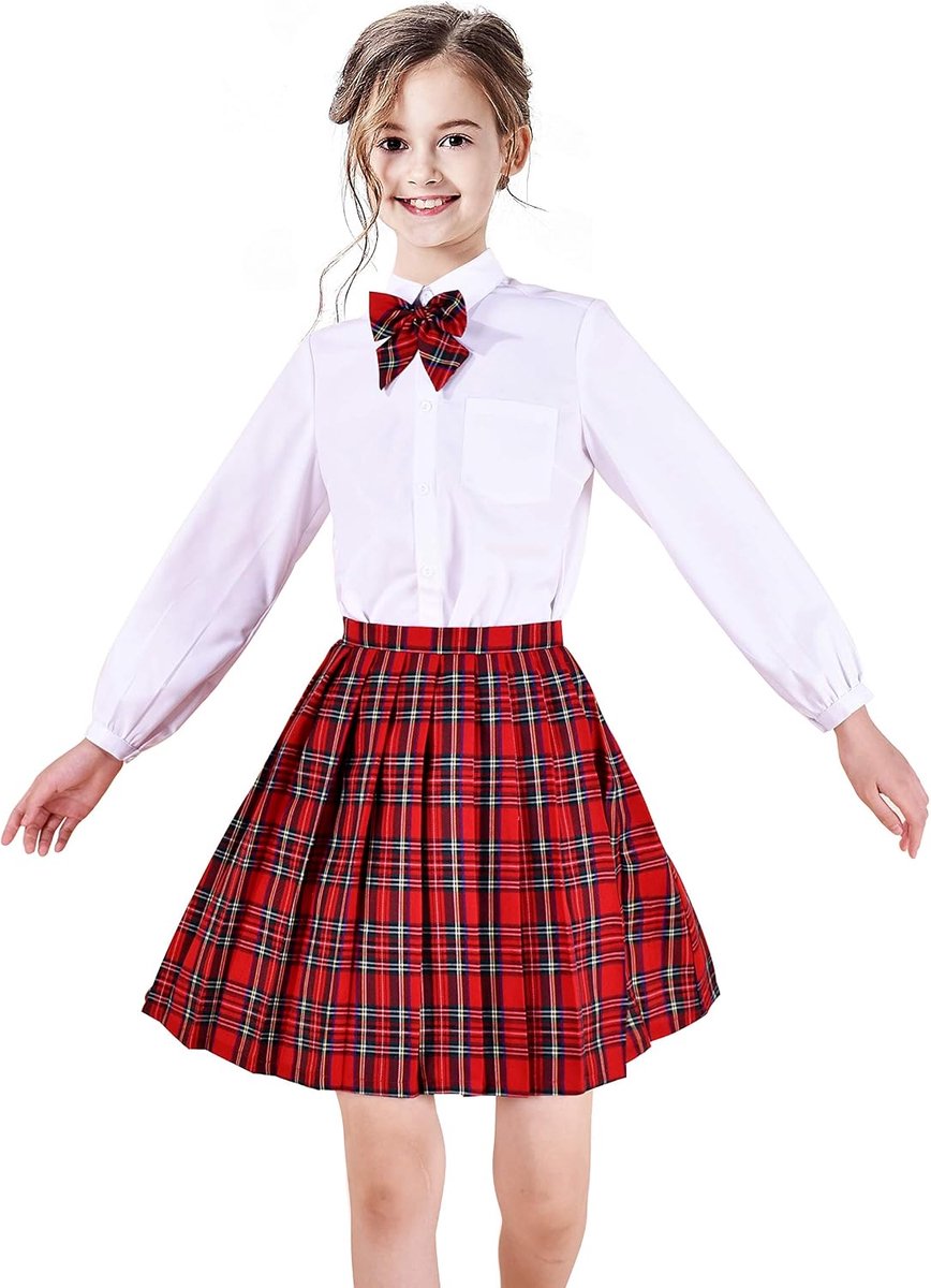 Rok Back School Uniform Rood Tartan Rok 4-14 jaar
