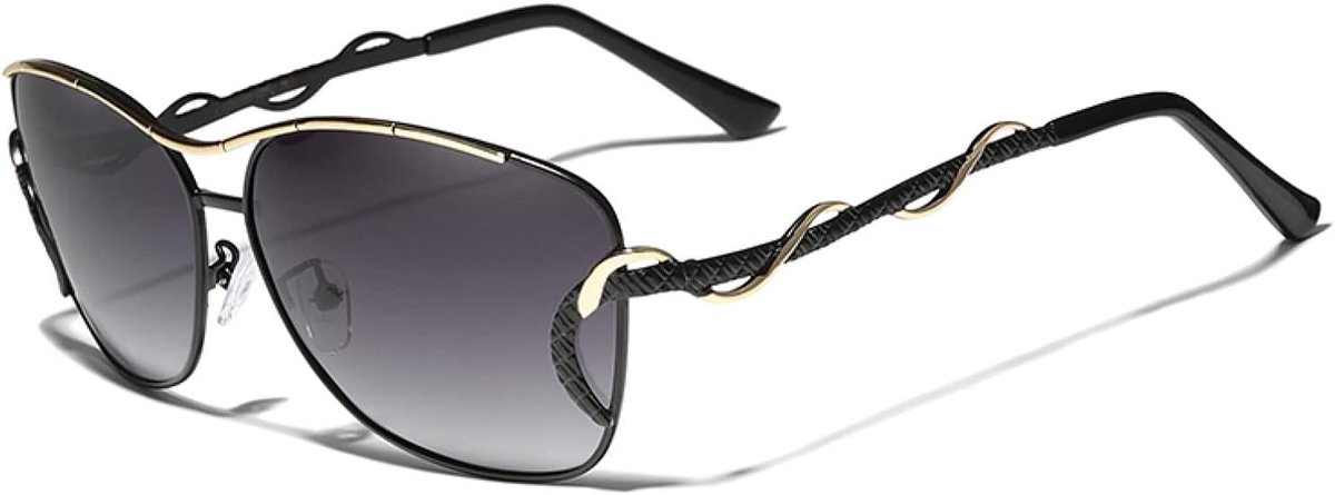 Dames Bril Gradient Lens Gepolariseerde Zonnebril Vrouwen Ontwerp Uv400 Oversized Shade Lentes De Sol-Zwart