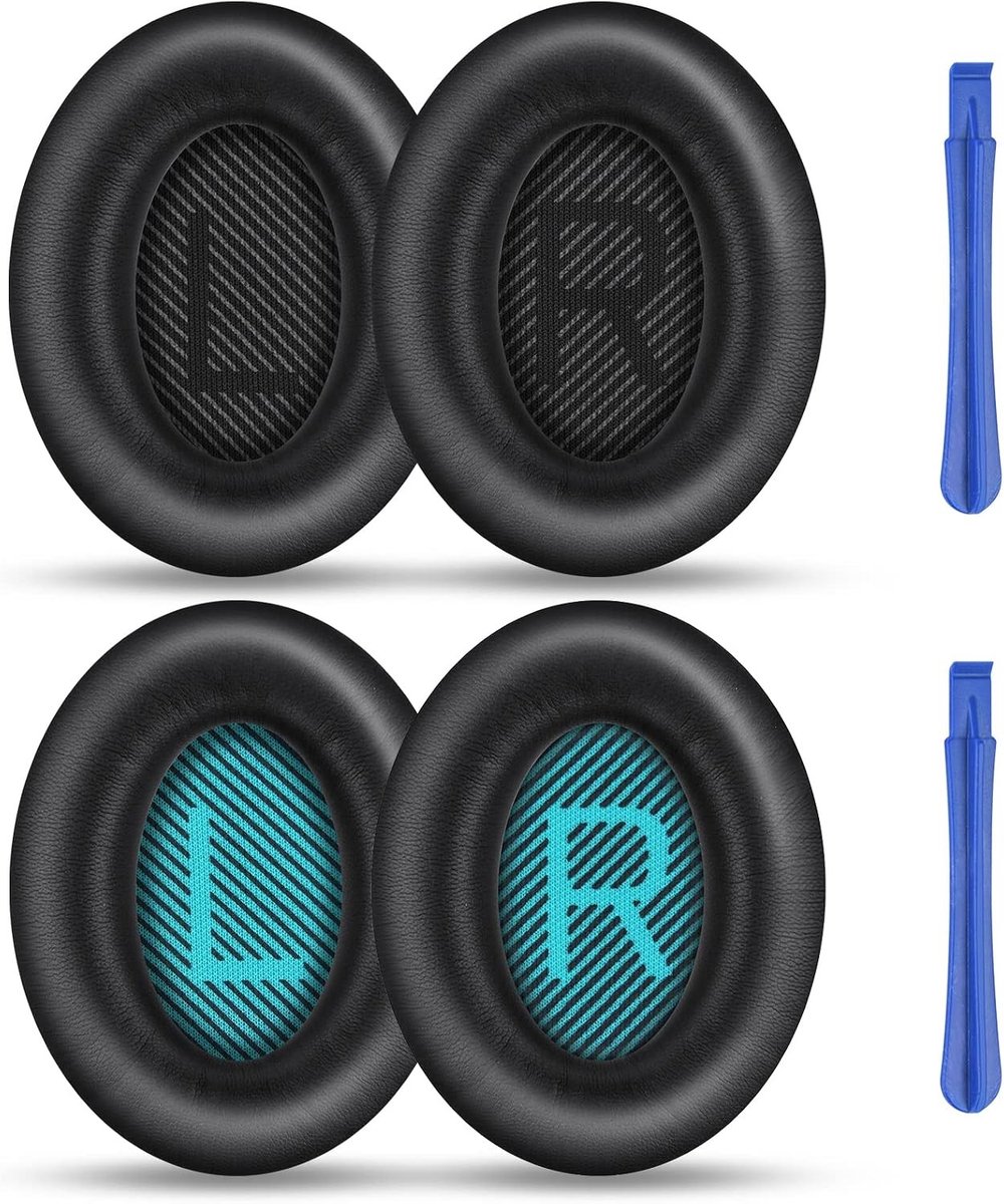 Vervangende Oorkussens voor Bose Hoofdtelefoons, 2 Paar, Geschikt voor QC15, QC25, QC35, AE2, Comfort en Geluidsisolatie (Zwart/Blauw)