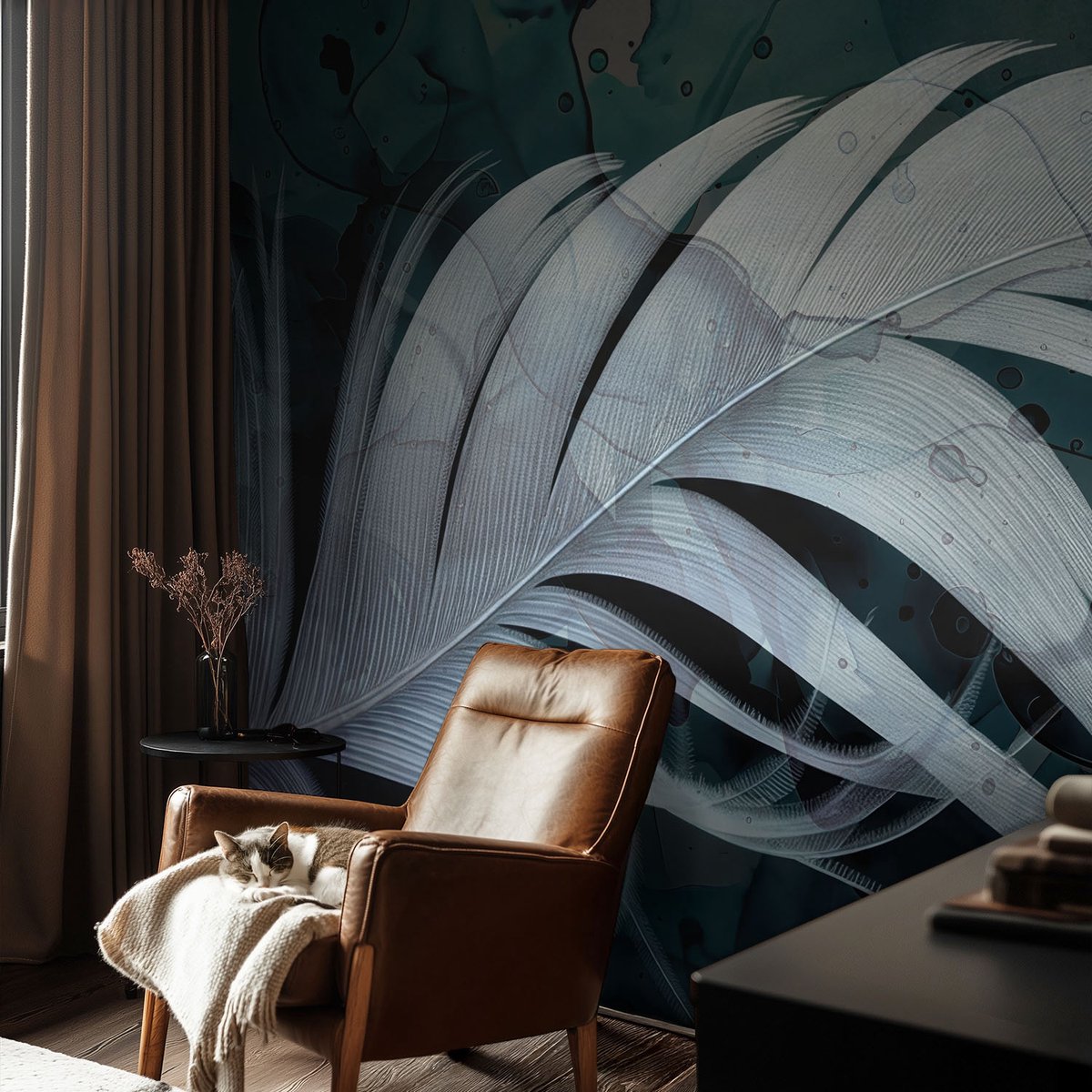 Coloray Vliesbehang - Wit Snellijm Behang - 104x70 cm - Etherische Veer Muurschildering - Slaapkamer behang Deel - Fotobehang Vlies - Slaapkamer behang