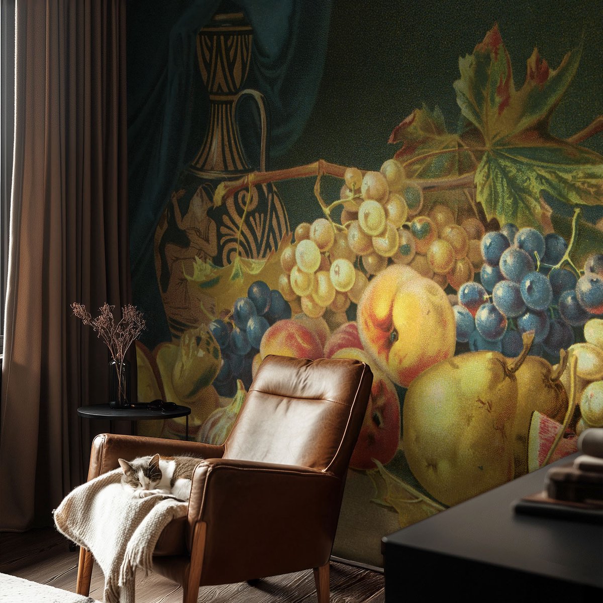 Coloray Vliesbehang - Grijs Snellijm Behang - 250x250 cm - Fruitige Charme Fotobehang Vlies - Woonkamer behang Voedsel - Muurschildering - Hal behang