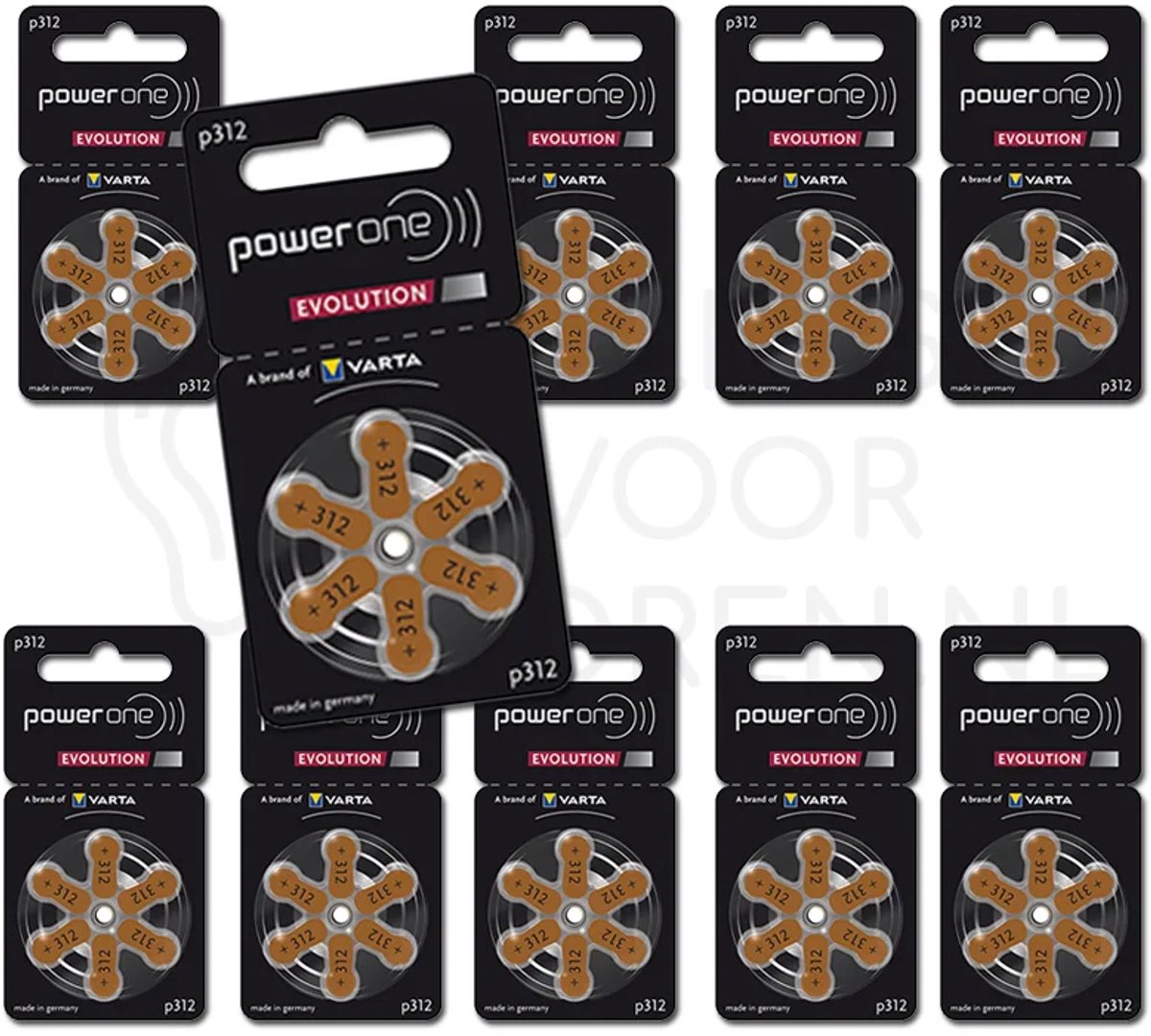 Power One - Evolution - 312 Batterij - Bruin - 10 blisters - Voordeelpakket - Hoortoestelbatterij