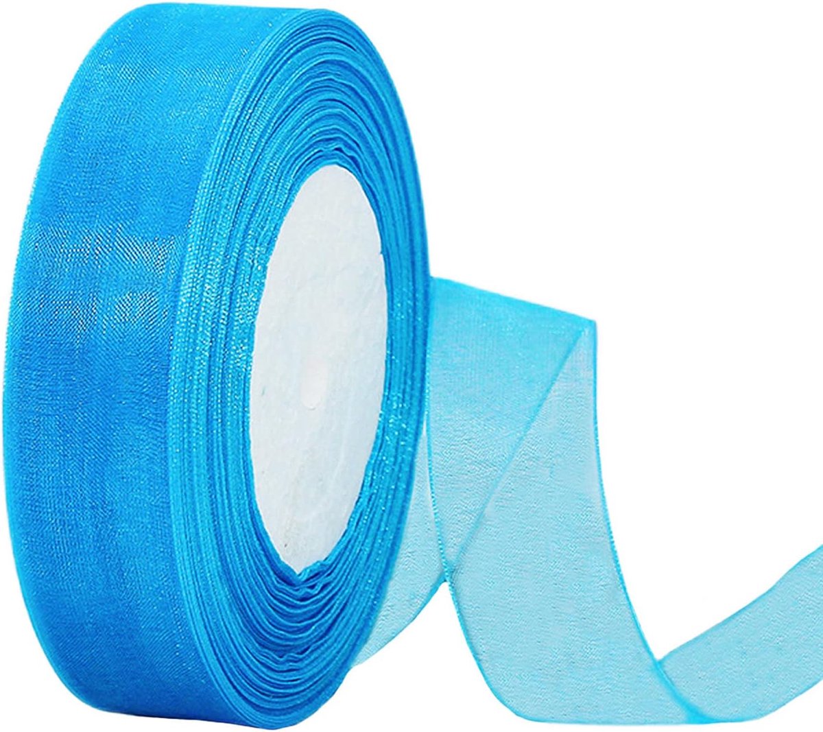 chiffon lint met pauwblauw, 25 mm voor geschenkverpakking, 45 m helder, chiffon lint, haarlint, verjaardagscadeau wikkellint, kerstlint organza om te knutselen, kransstrikken,