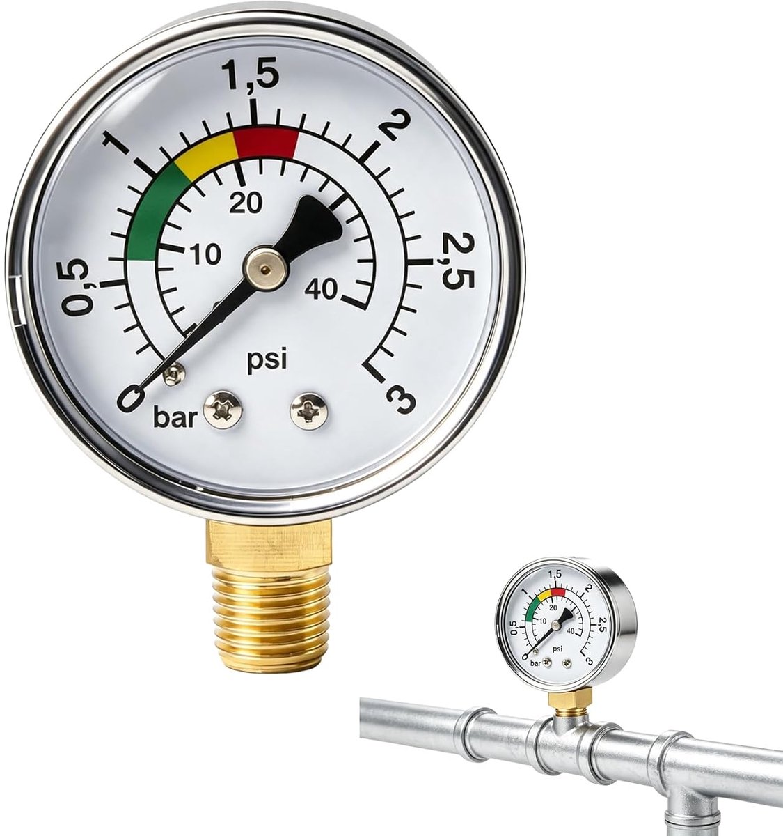 0-3 Bar 1/4, Nauwkeurige Drukmanometer
