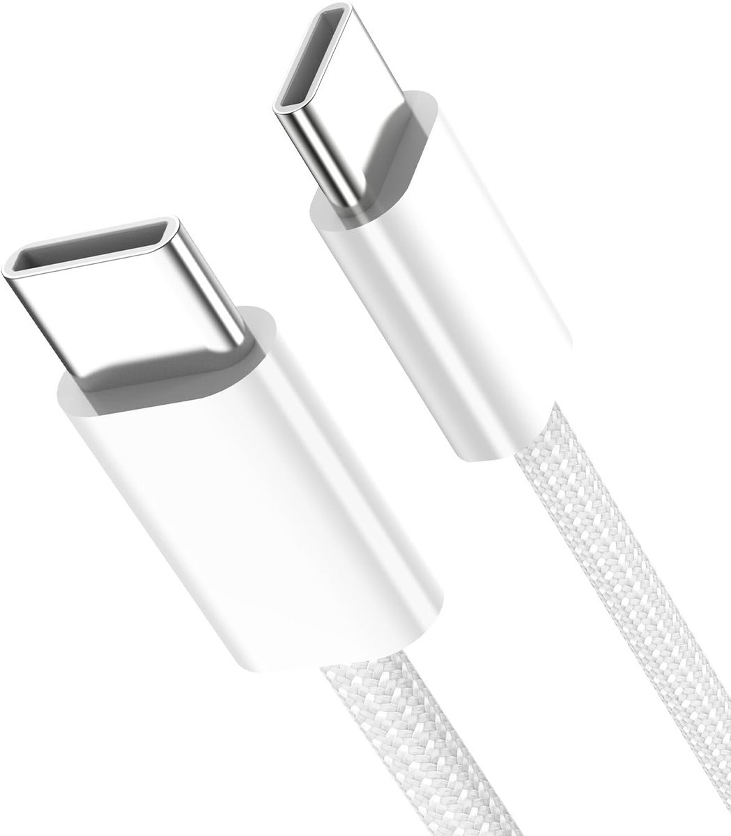 USB C-kabel, 1 m, 60 W snellaadkabel, USB-C naar USB C, nylon gevlochten PD oplaadkabel voor iPhone 17, 16, 15-serie, Galaxy S24, S23, S22, iPad Pro Air, MacBook Air Pro, Pixel en
