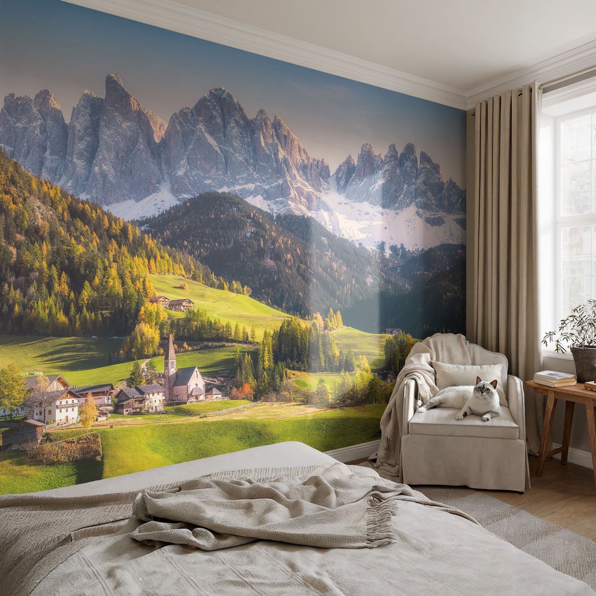 Coloray Vliesbehang - Groente Snellijm Behang - 152x104 cm - Berglandschap Fotobehang Vlies - Woonkamer behang Landschappen - Muurschildering - Hal behang