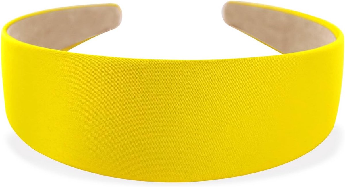 axy Brede haarband met satijn beklede dameshaarband vintage klassieke look haarband hoofdband HRK1 (geel)