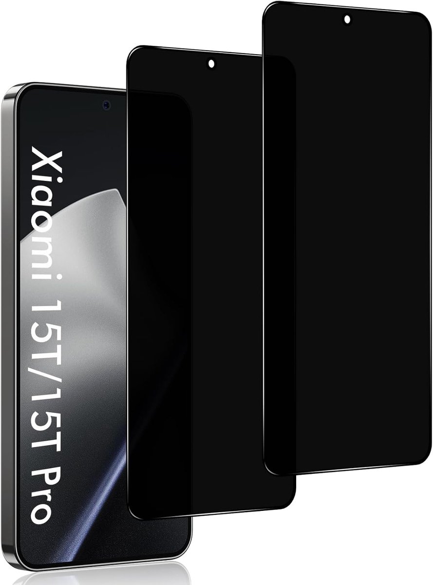 Meeter voor Xiaomi 15T / 15T Pro, privacyfolie, pantserglasfolie, [2 stuks], anti-spy displaybeschermfolie, privacybeschermfolie, 9H hardheid, gehard glas, folie, luchtbelvrij, privacyfolie