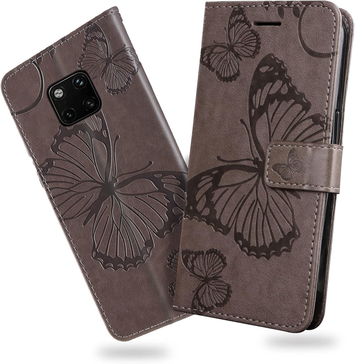 Hoesje voor Huawei Mate 20 Pro, Kaartenvakken en Horizontale Standfunctie Magneet Hoesje voor Huawei Mate 20 Pro, Grijs