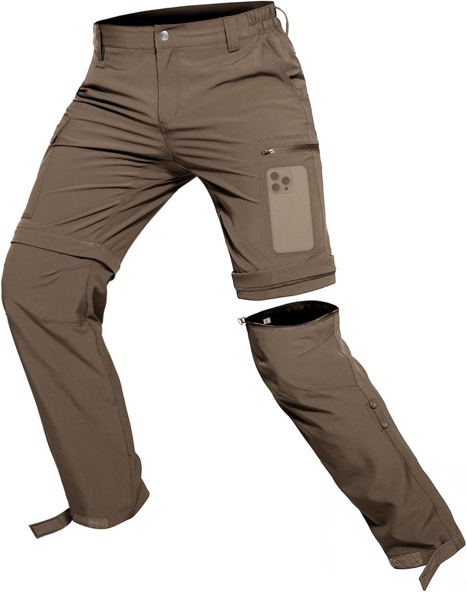 Heren Wandelbroek Zip Off Lichtgewicht Ademend Qiuck Dry Convertible met 5 Zakken voor Trekking Cargo Tactische
