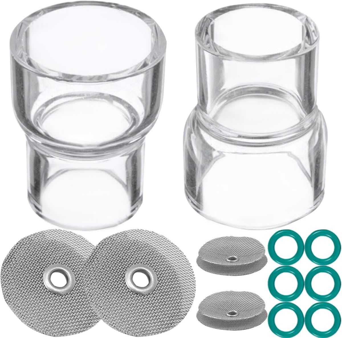12Pcs TIG Welding Torch Accessories Stubby Gas Lens 12# Glass Cup Kit for WP-9/17/18/20/25/26 for Tig welding consumables with 2 Glass Cups, 4 Gas Lens Diffusers, 6 O-rings