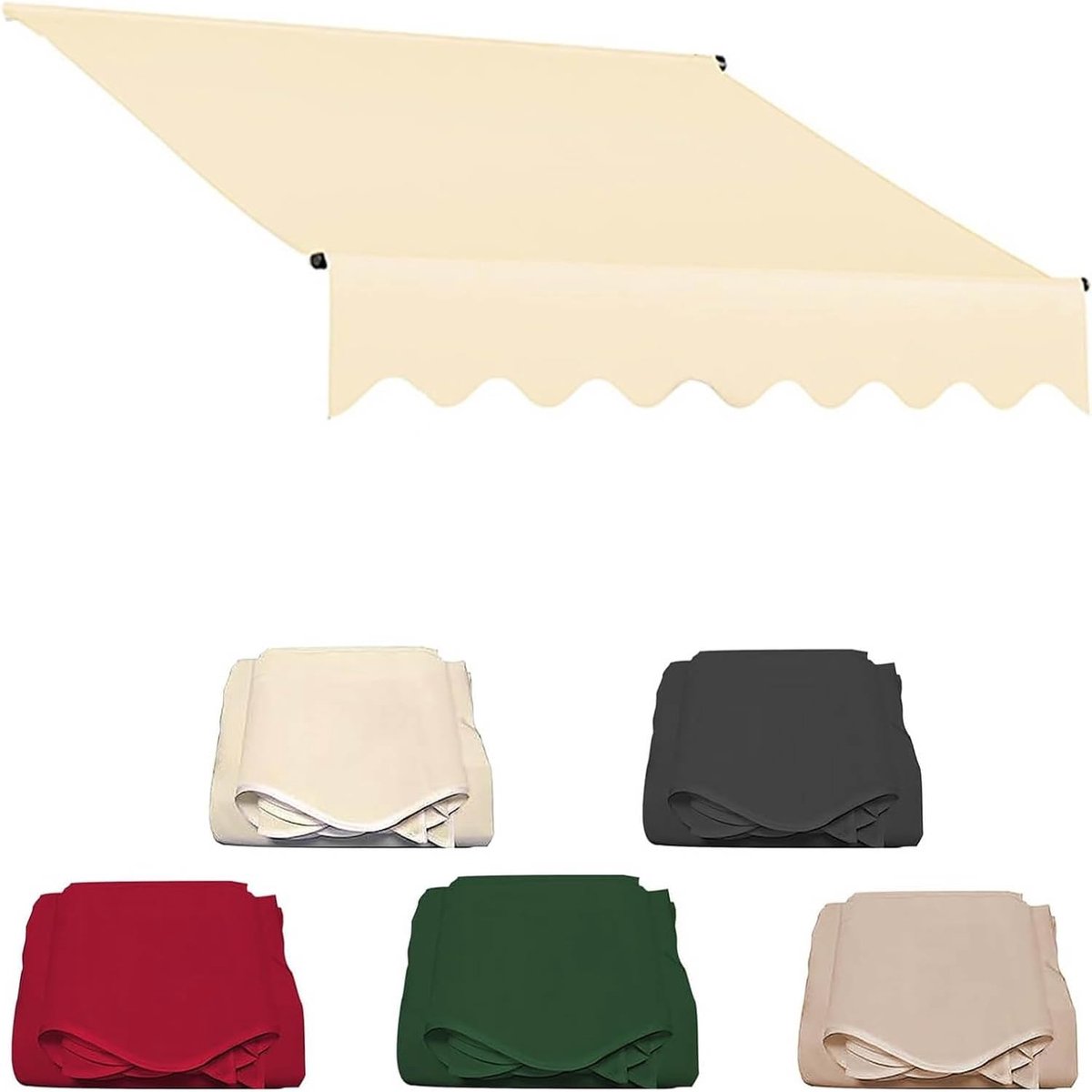 Vervangende zonneschermdoek, handmatig in te trekken, 2.5m/2m/3.5m/3/4m, dik polyester, off-white, 3