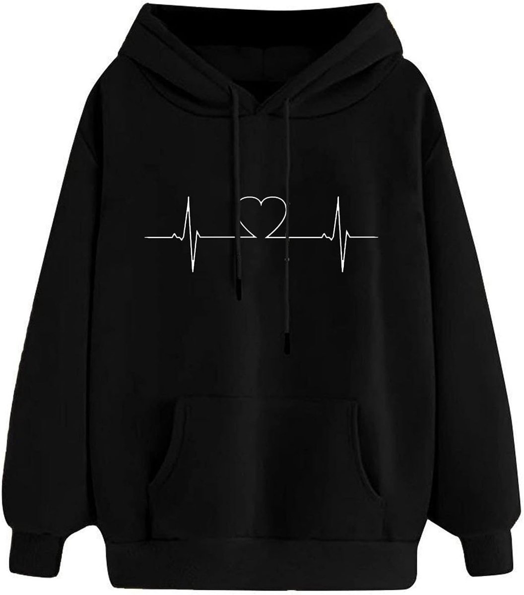 Rode hoodie met hartje, lange mouwen en kangoeroe zak