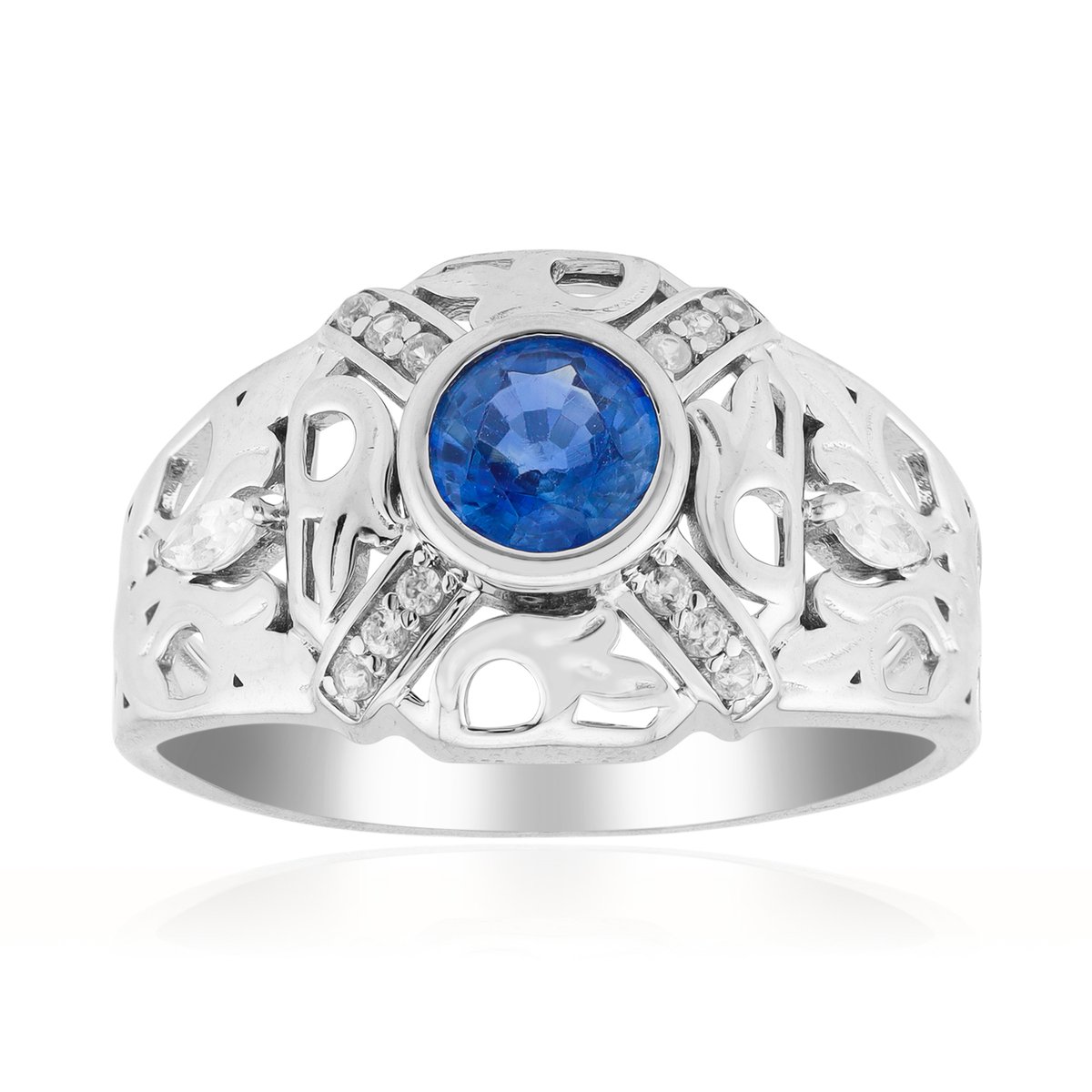 Cavill - Zilveren ring met Nepal Kyaniet 0,691 ct & Cambodjaanse Zirkonia 0,144 ct - 925 Sterling Zilver platina-afwerking - Luxe, tijdloos en elegant