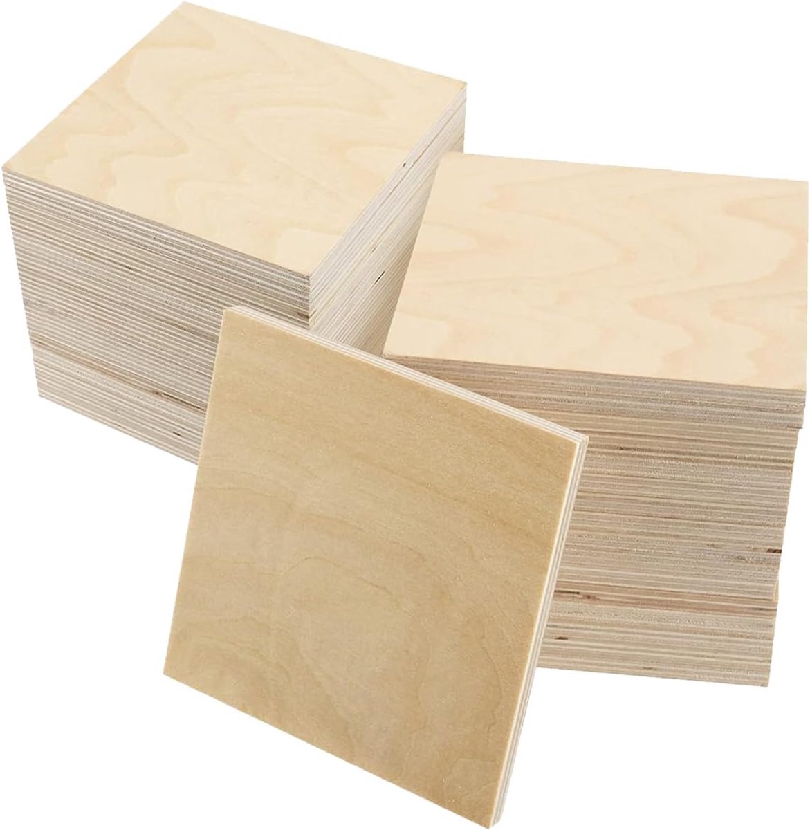 Onafgewerkte vierkante multiplexschijven van 6 mm dik, blanco houten vierkanten, houten uitsparingen voor knutselen, schilderen, kerstdecoratie en doe-het-zelf