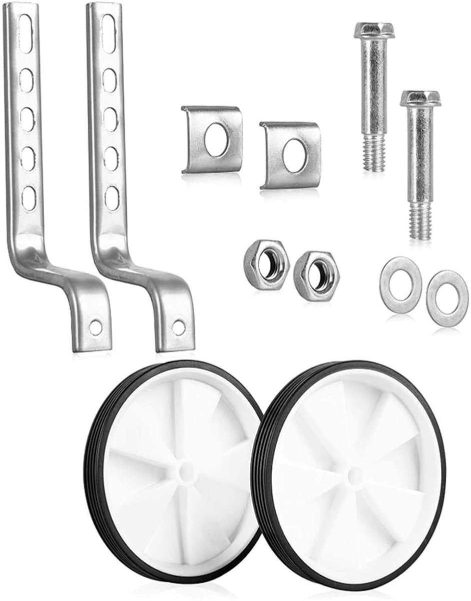 Ausiliarie Biciclette per Bambini, Stabilizzatore Ruota Bambino Regolabile, Utilizzate per Migliorare la Sicurezza e la Stabilità delle Biciclette (Bianco)