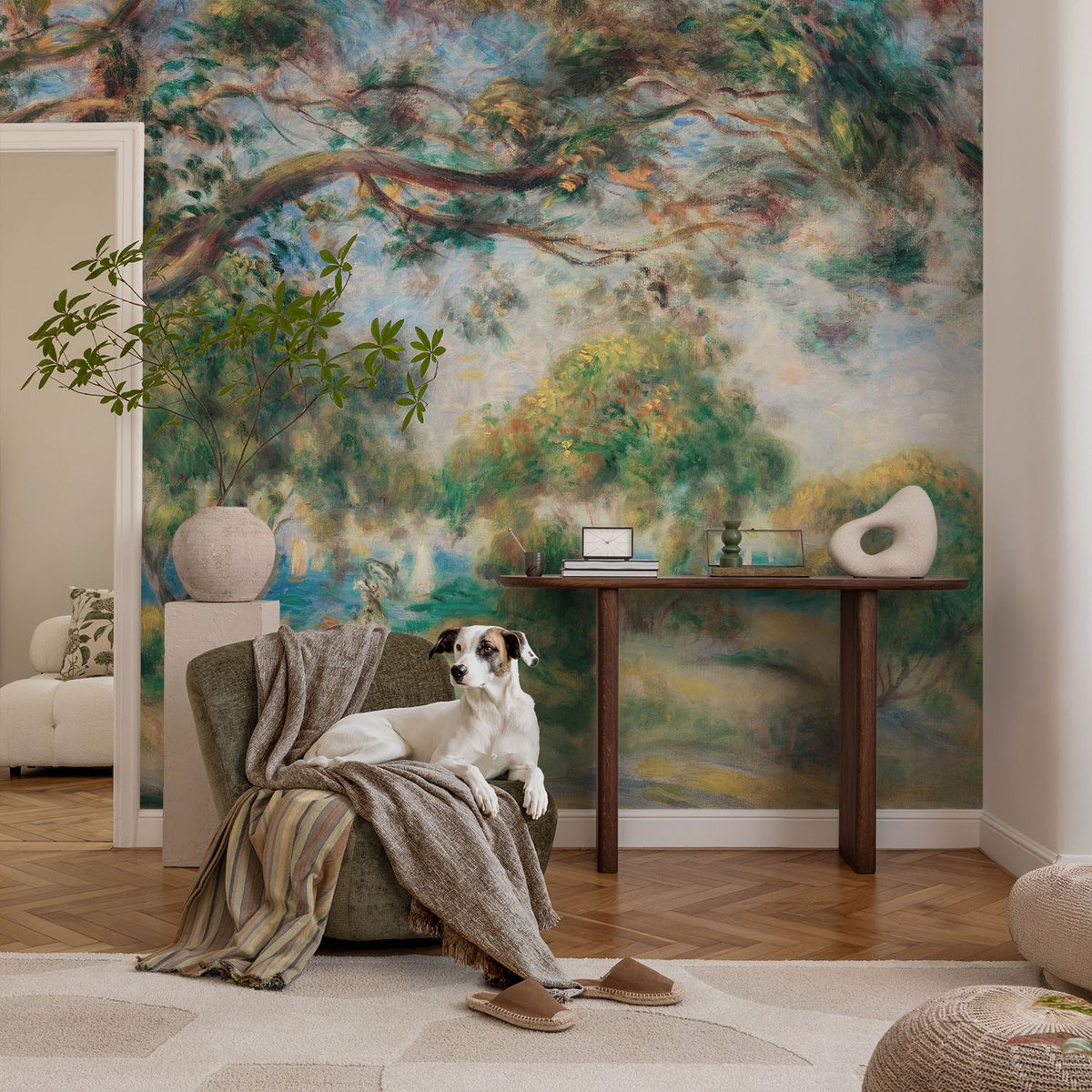 Coloray Vliesbehang - Groente Snellijm Behang - 104x70 cm - Kustlandschap Muurschildering - Gang behang Bloemen En Planten - Fotobehang Vlies - Slaapkamer behang