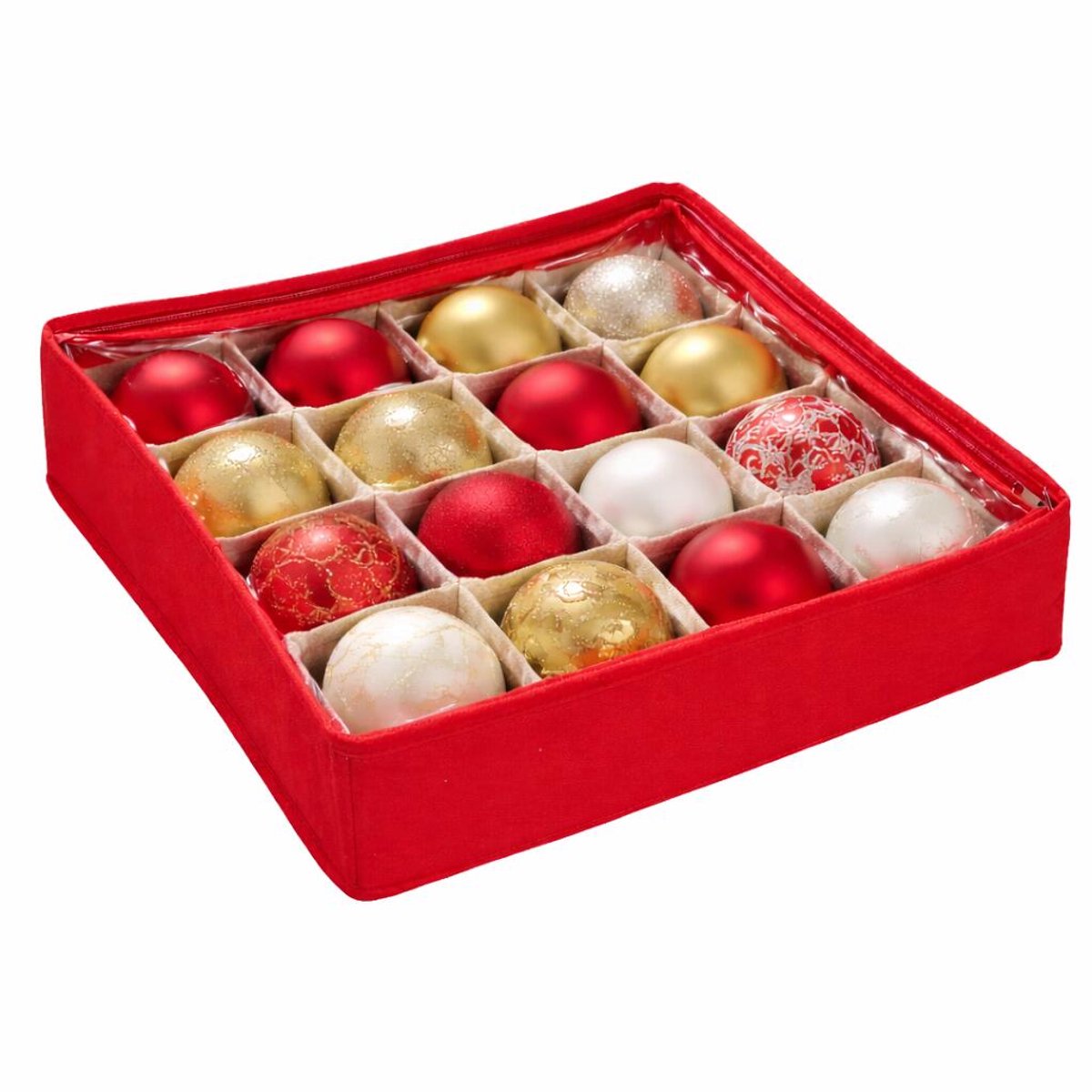 Feeric Christmas Kerst opbergbox - voor 16 kerstballen van 10 cm - 40 x 40 x 10 cm