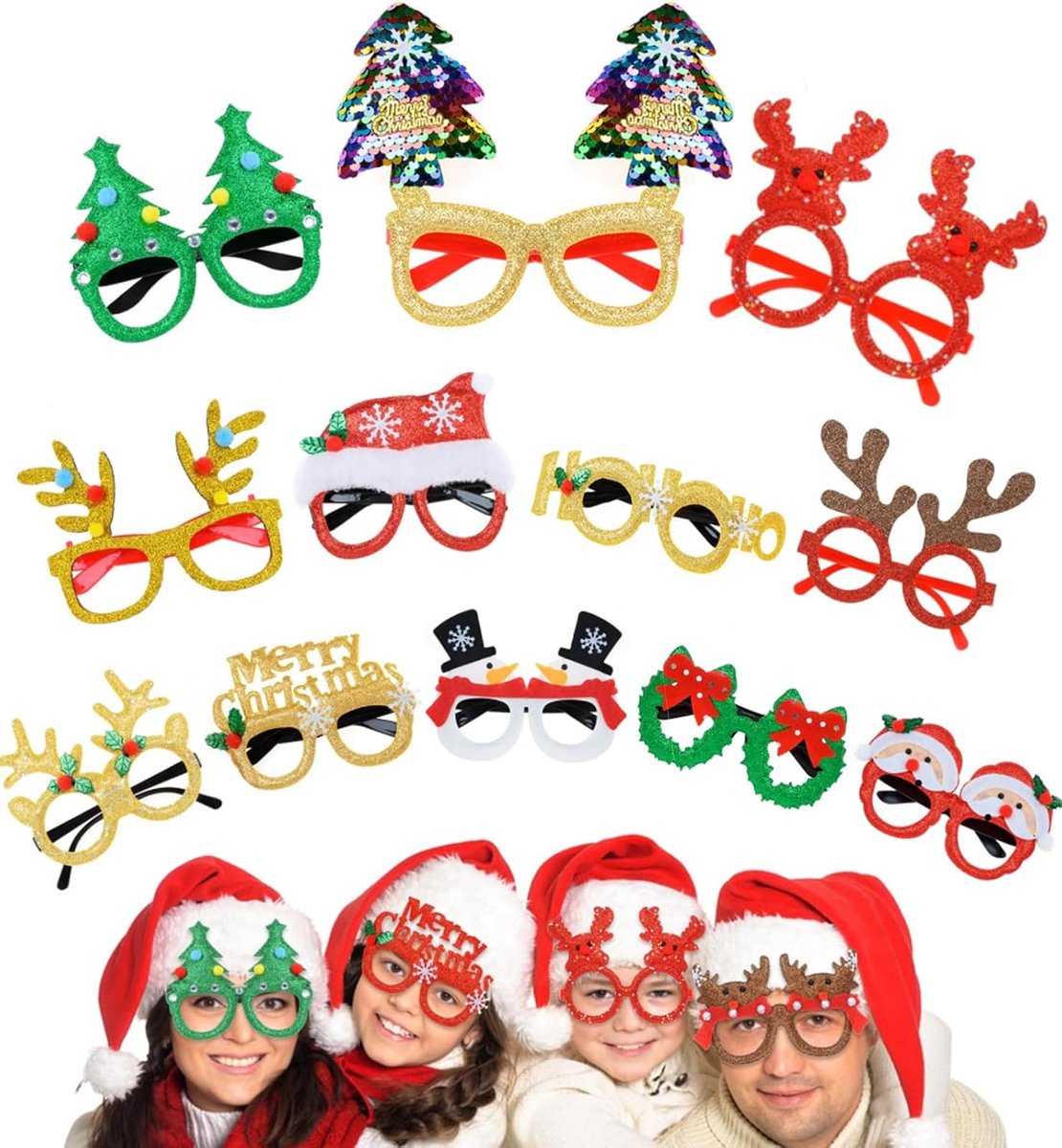 Brillen, hoofdbanden, Kerstmis, vakantie, feest, cadeau voor kinderen en volwassenen, kerstfeest, maskerade, carnaval
