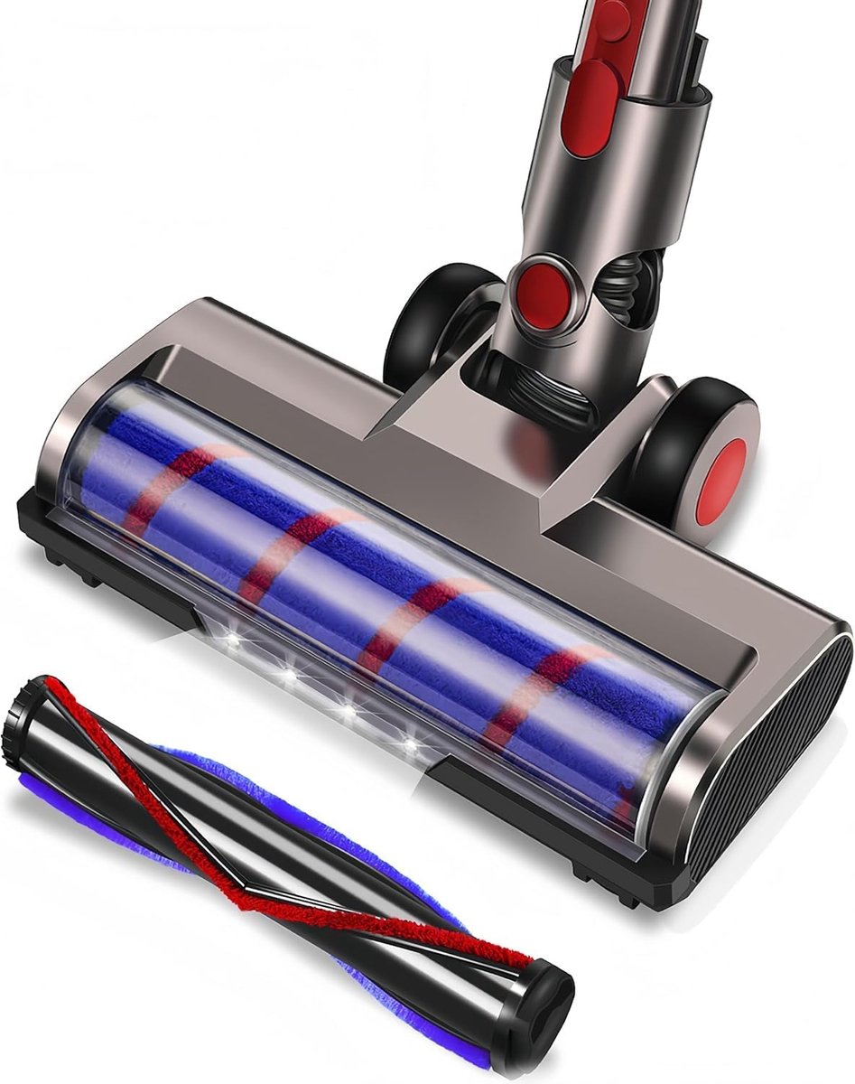 Stofzuigerkop voor Dyson V7 V8 V15 V10 V11 SV14 SV12 SV11 SV10 stofzuigers met 4 LED-koplampen en 2 vervangende rollen borstelkopvervanging voor hardhouten vloeren en tapijten opzetstuk