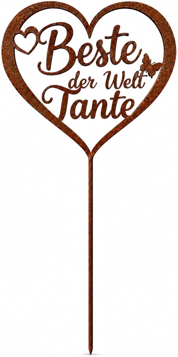 Geschenk roeststeker hart 31x13cm - ijzeren bloemsteker decoratie