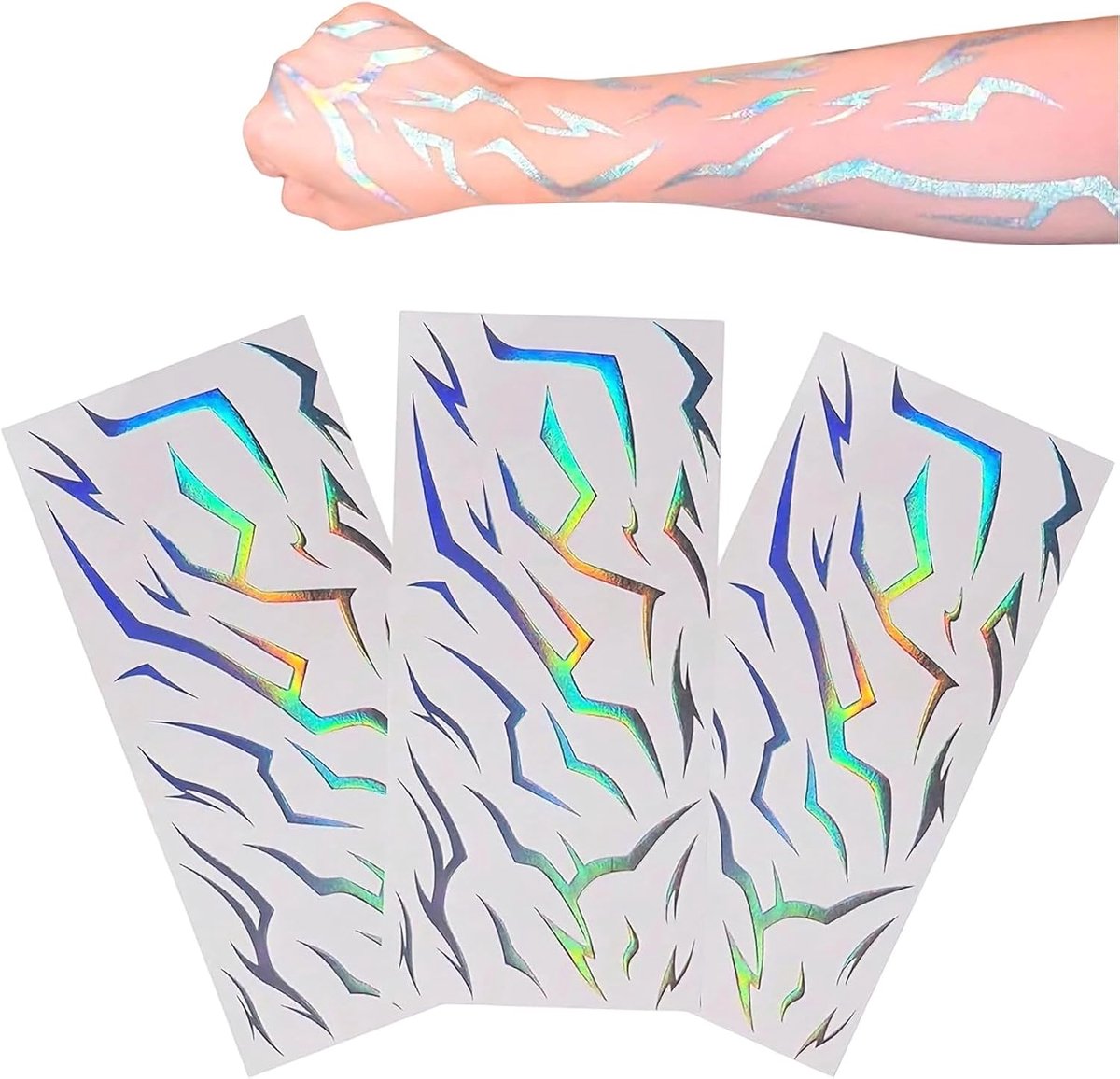 Tattoo Stickers Individueel Waterdicht Disco Trend Cool High Reality Niet Reflecterend 3 vellen Tattoo Party Kpop Tijdelijke Tattoos