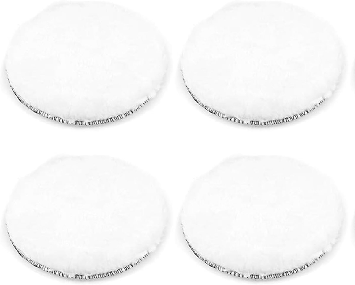 Polijstpads voor Bosch excentrische schuurmachine, 125 mm, lamswol, polijstkappen met klittenband, geschikt voor auto, autokoplampen, kurkvloeren (4 stuks)