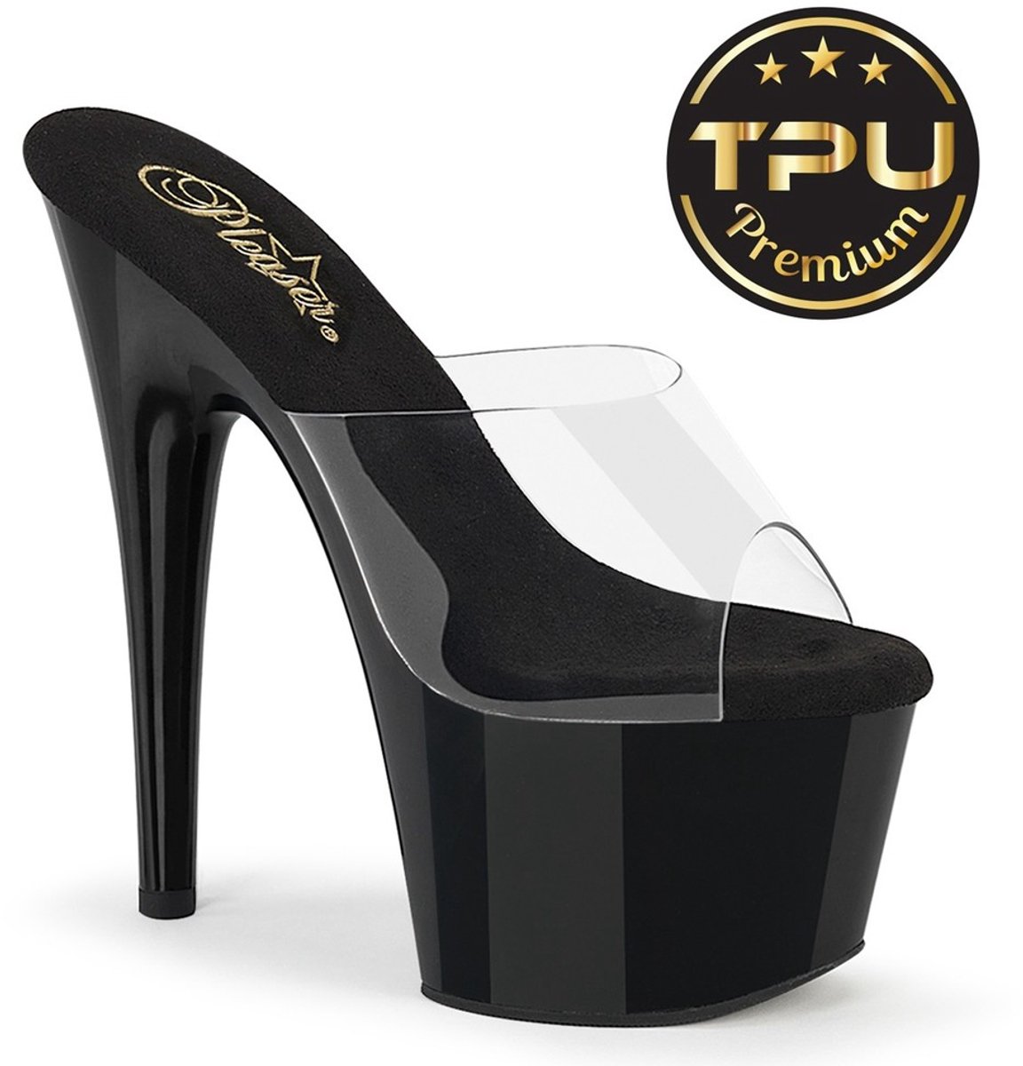 Pleaser - ADORE701PREM Sandaal - US 5 - 35 Shoes - Zwart/Transparant