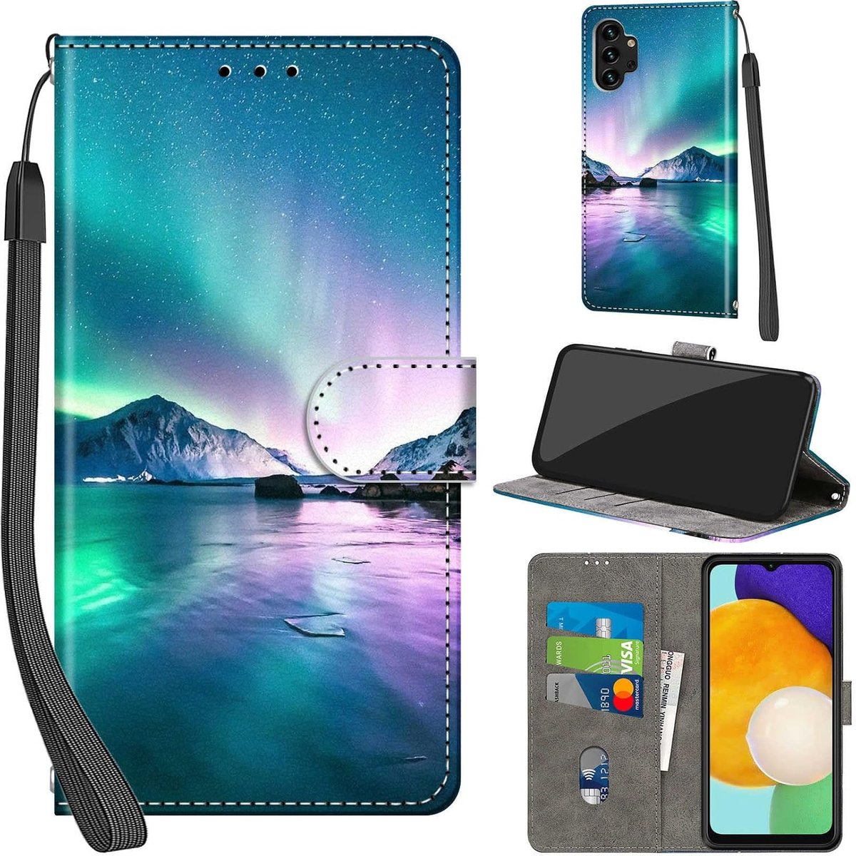 Portemonnee Telefoonhoes voor Samsung Galaxy A13 4G/5G Aurora