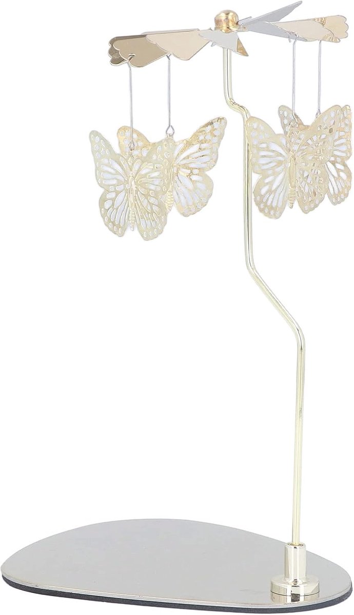 Kandelaar, carrousel met draaiplateau van roestvrij staal, kaars, aromatherapie, windgong, kandelaar voor woondecoratie (vlinder)