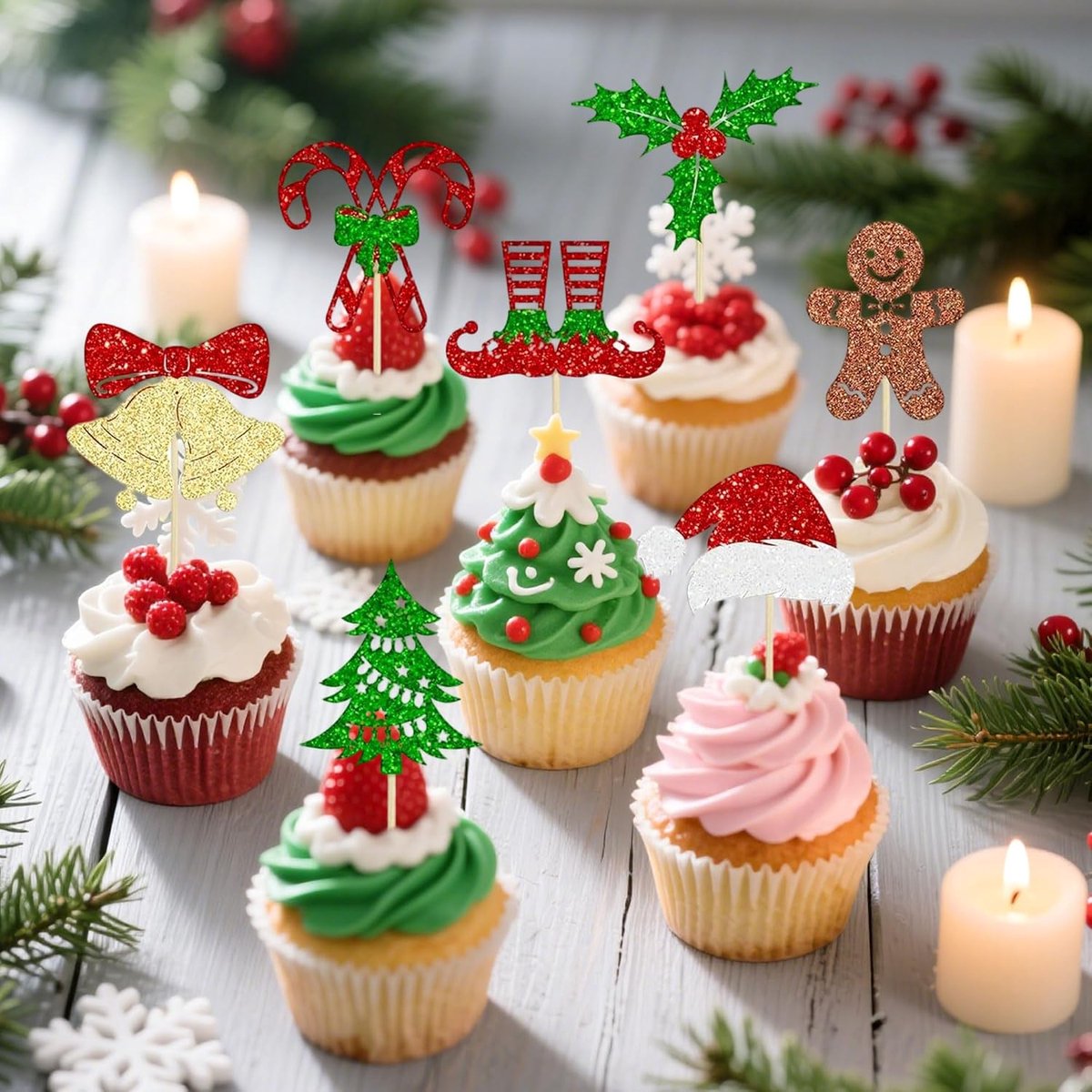 Vrolijke kerst cupcake versieringen kerst muffin decoraties voor