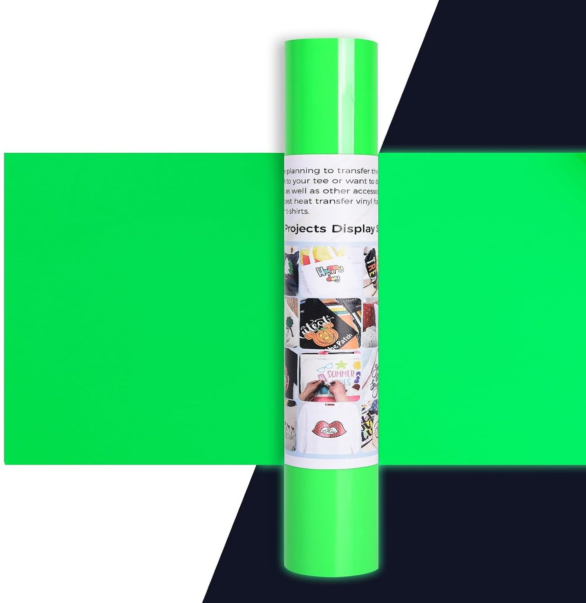 Plotterfolie voor Textiel, Groen Neon - 30,5 x 275 cm, Flexfolie voor Cricut Maker, Silhouet, Kleding, Mutsen, Broeken - Fluorescerend